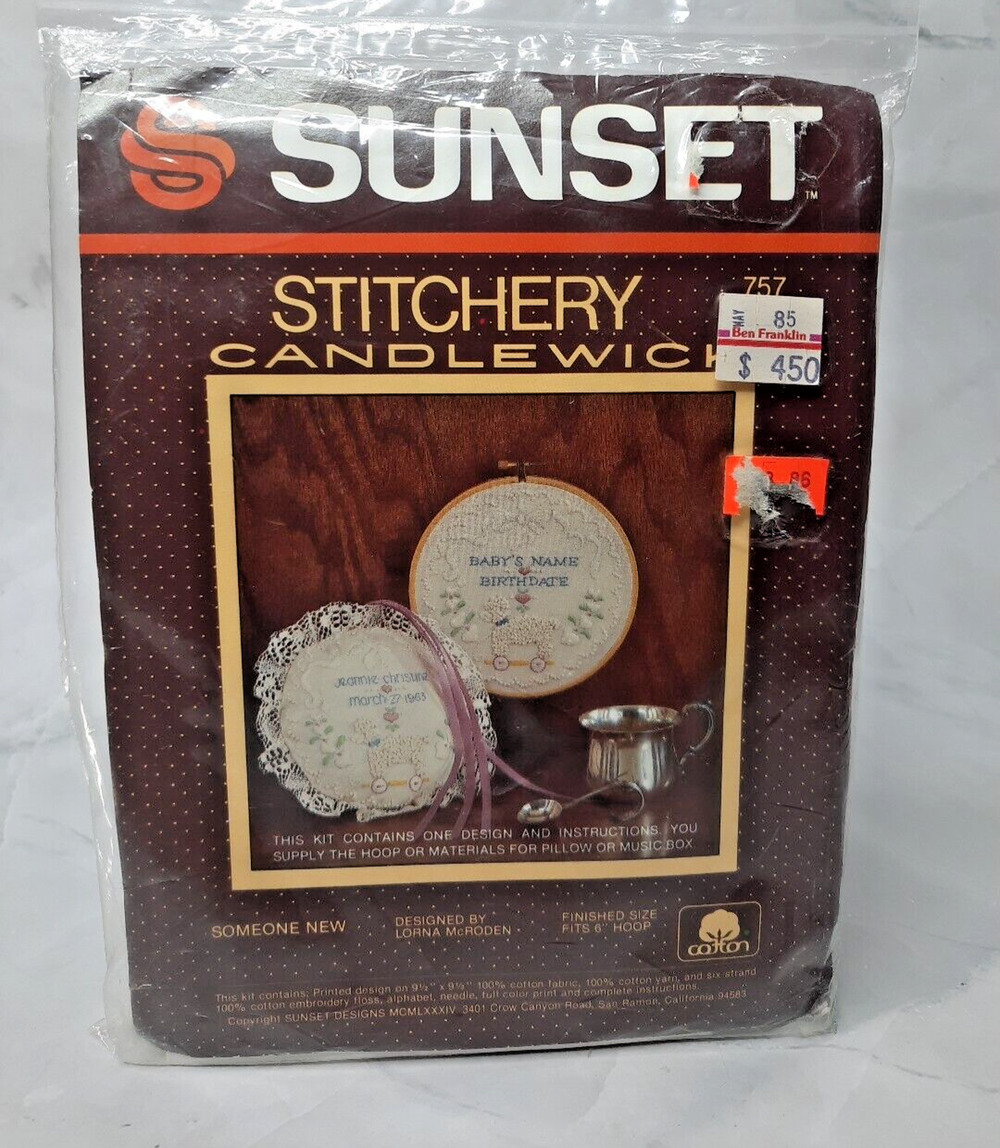 Sunset Designs Stichery Candlewick Kit Someone New Birth Record